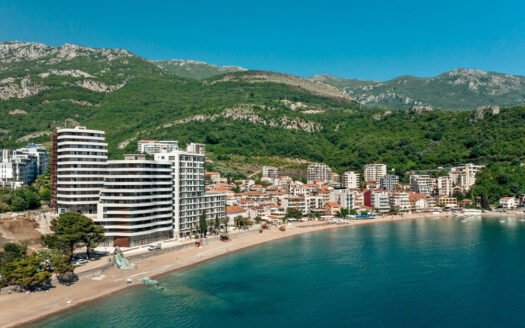Luksuznan dvosoban stan na prvoj liniji mora sa garažnim mjestom, kompleks Sunraf, Rafailovići